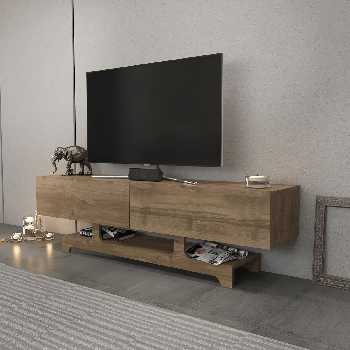 Έπιπλο Τηλεόρασης Armenoi Καρυδί 160x35x46.8 εκ. Μελαμίνης