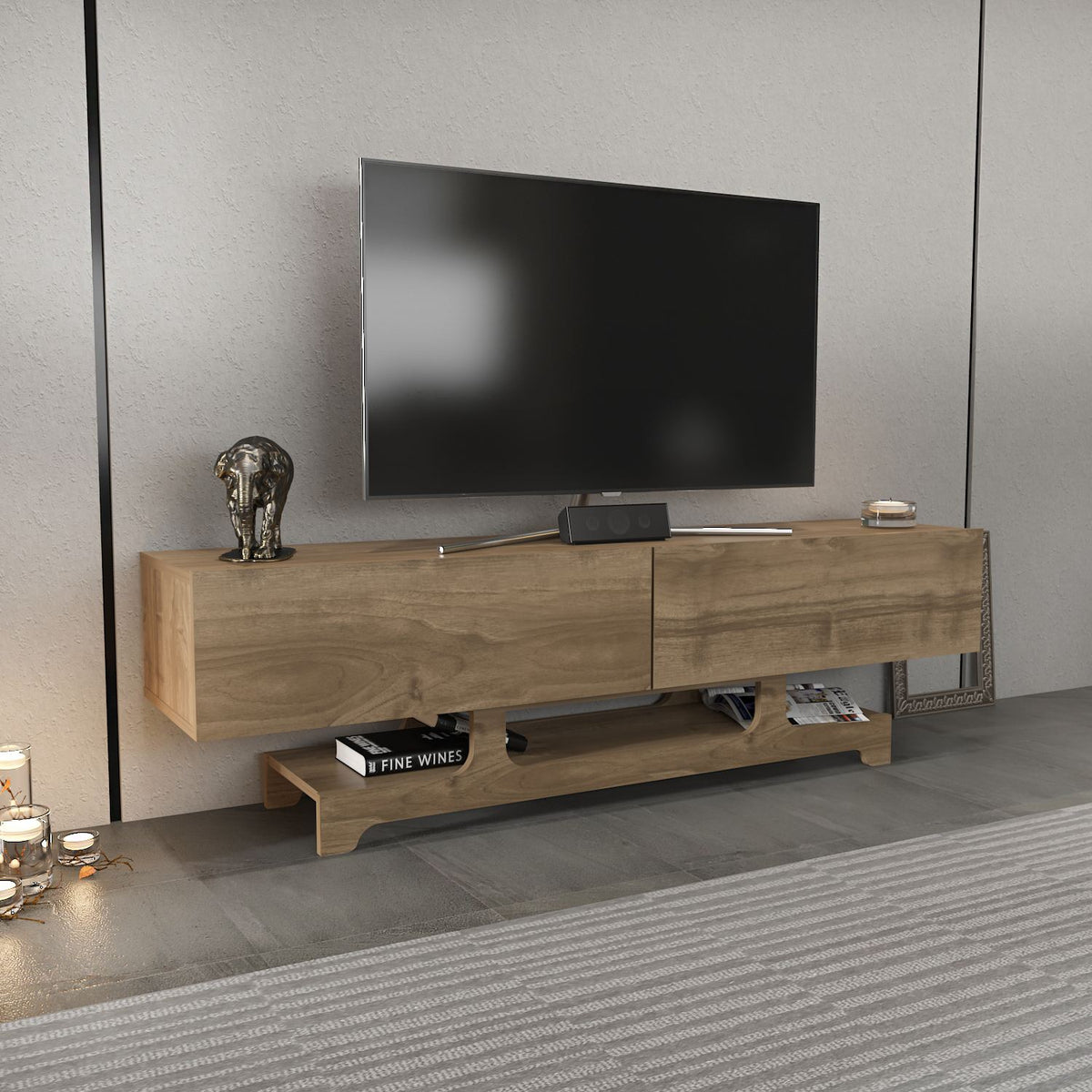 Έπιπλο Τηλεόρασης Armenoi Καρυδί 160x35x46.8 εκ. Μελαμίνης