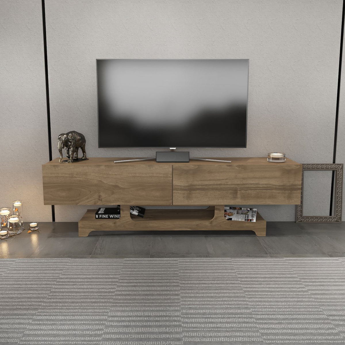 Έπιπλο Τηλεόρασης Armenoi Καρυδί 160x35x46.8 εκ. Μελαμίνης