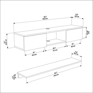 Έπιπλο Τηλεόρασης Assos Ξύλο - Μαύρο 140x32x25.6 εκ. Μελαμίνης