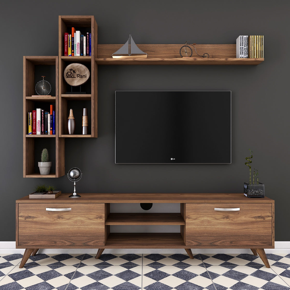 Σύνθεση Τηλεόρασης Magazia Καρυδί 180x35x48.6 εκ. Μελαμίνης