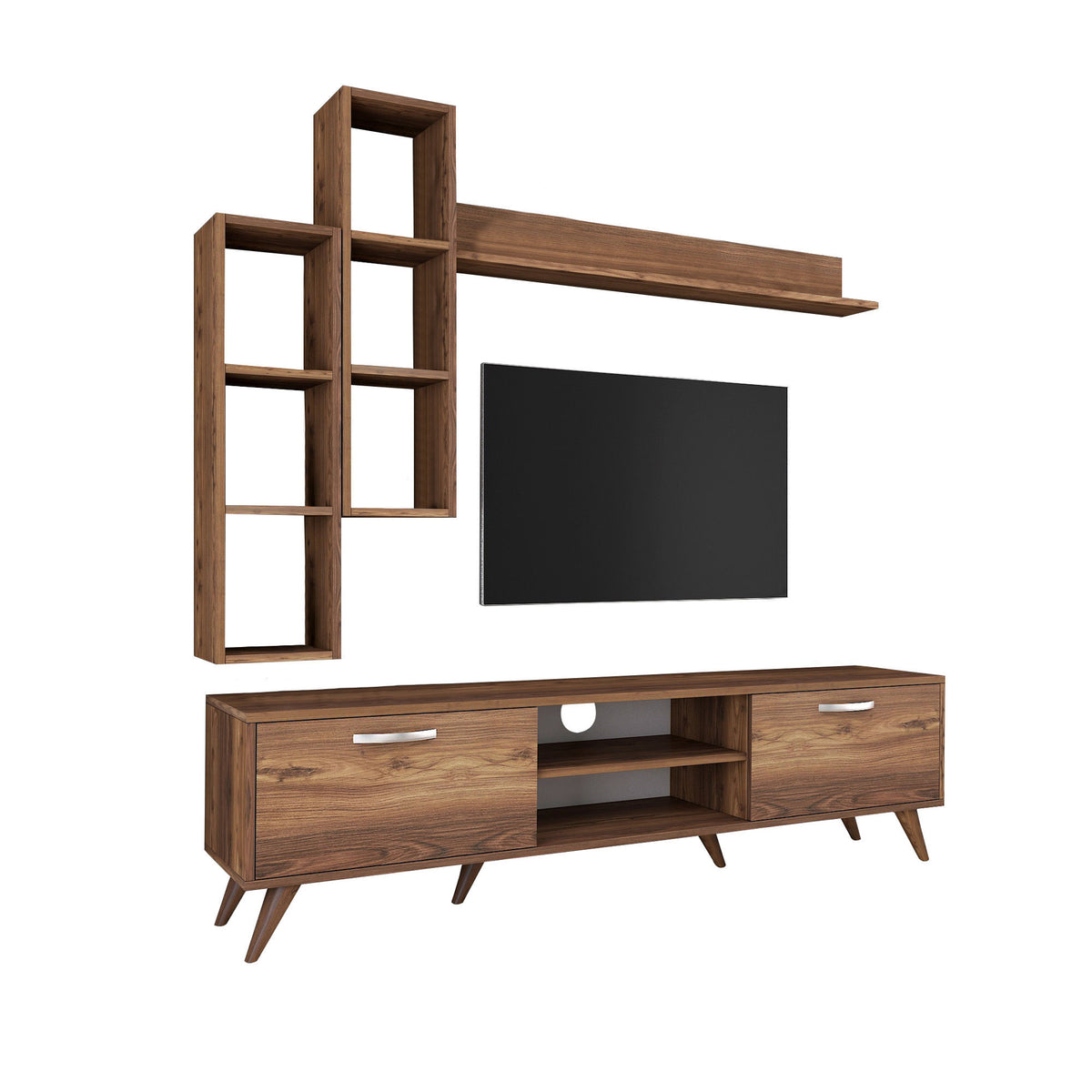 Σύνθεση Τηλεόρασης Magazia Καρυδί 180x35x48.6 εκ. Μελαμίνης