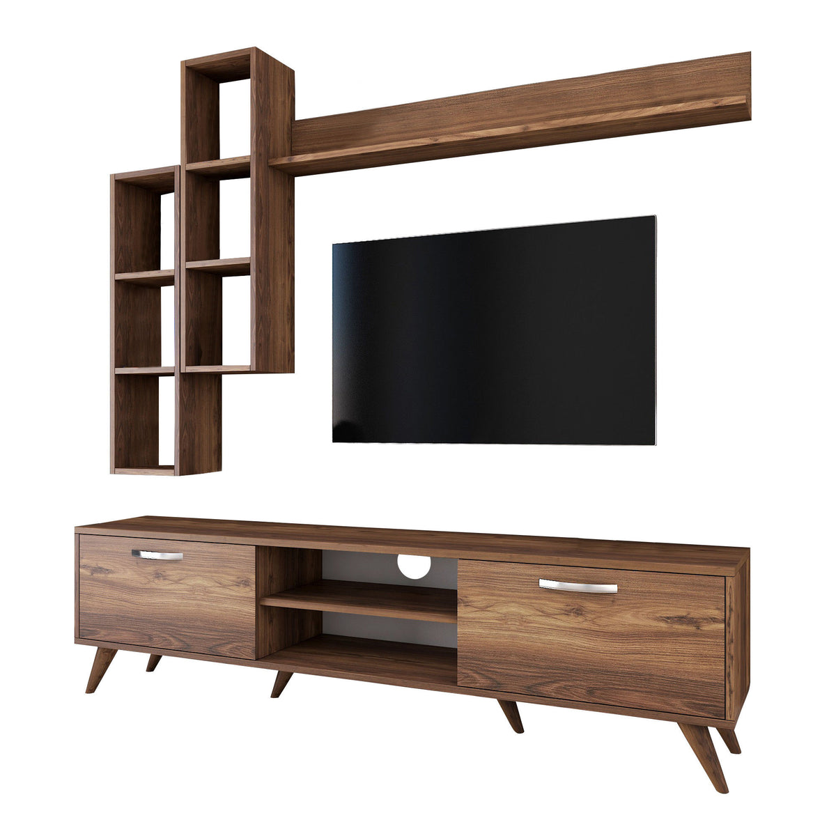 Σύνθεση Τηλεόρασης Magazia Καρυδί 180x35x48.6 εκ. Μελαμίνης