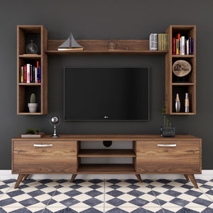 Σύνθεση Τηλεόρασης Evrotas Καρυδί 180x35x48.6 εκ. Μελαμίνης