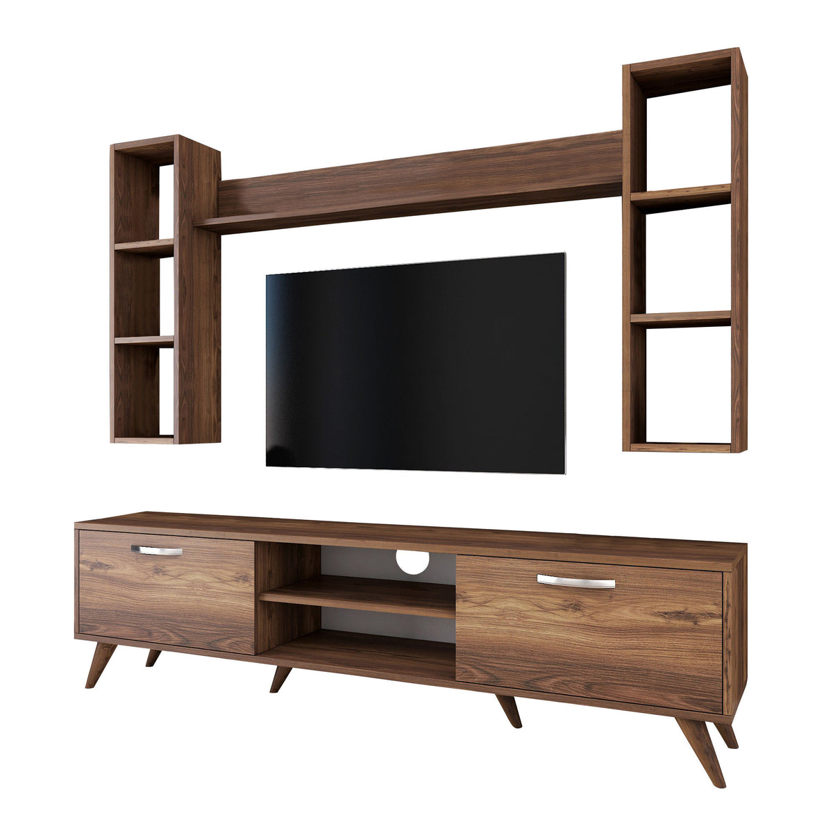Σύνθεση Τηλεόρασης Evrotas Καρυδί 180x35x48.6 εκ. Μελαμίνης
