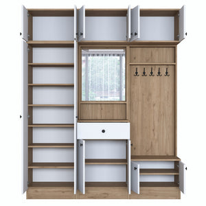 Έπιπλο Εισόδου Kalampaka Καρυδί - Λευκό 179.6x37.5x226.4 εκ. Μελαμίνης