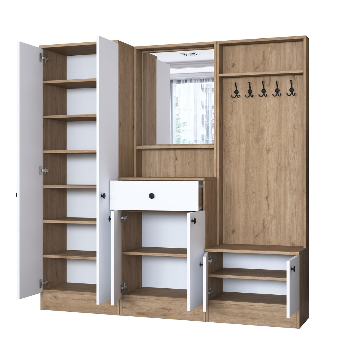 Έπιπλο Εισόδου Vatera Καρυδί - Λευκό 179.4x35.5x182.8 εκ. Μελαμίνης