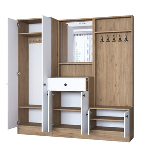 Έπιπλο Εισόδου Vatera Λευκό - Καρυδί 179.4x37.5x182.8 εκ. Μελαμίνης