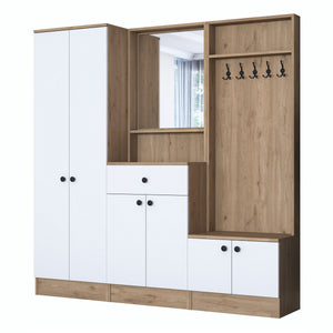 Έπιπλο Εισόδου Vatera Λευκό - Καρυδί 179.4x37.5x182.8 εκ. Μελαμίνης