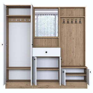 Έπιπλο Εισόδου Vatera Λευκό - Καρυδί 179.4x37.5x182.8 εκ. Μελαμίνης