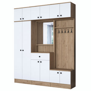 Έπιπλο Εισόδου Ladonas Λευκό - Καρυδί 179.4x37.5x226.4 εκ. Μελαμίνης