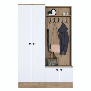 Έπιπλο Εισόδου Vatera Λευκό - Καρυδί 119.6x35.5x182.8 εκ. Μελαμίνης