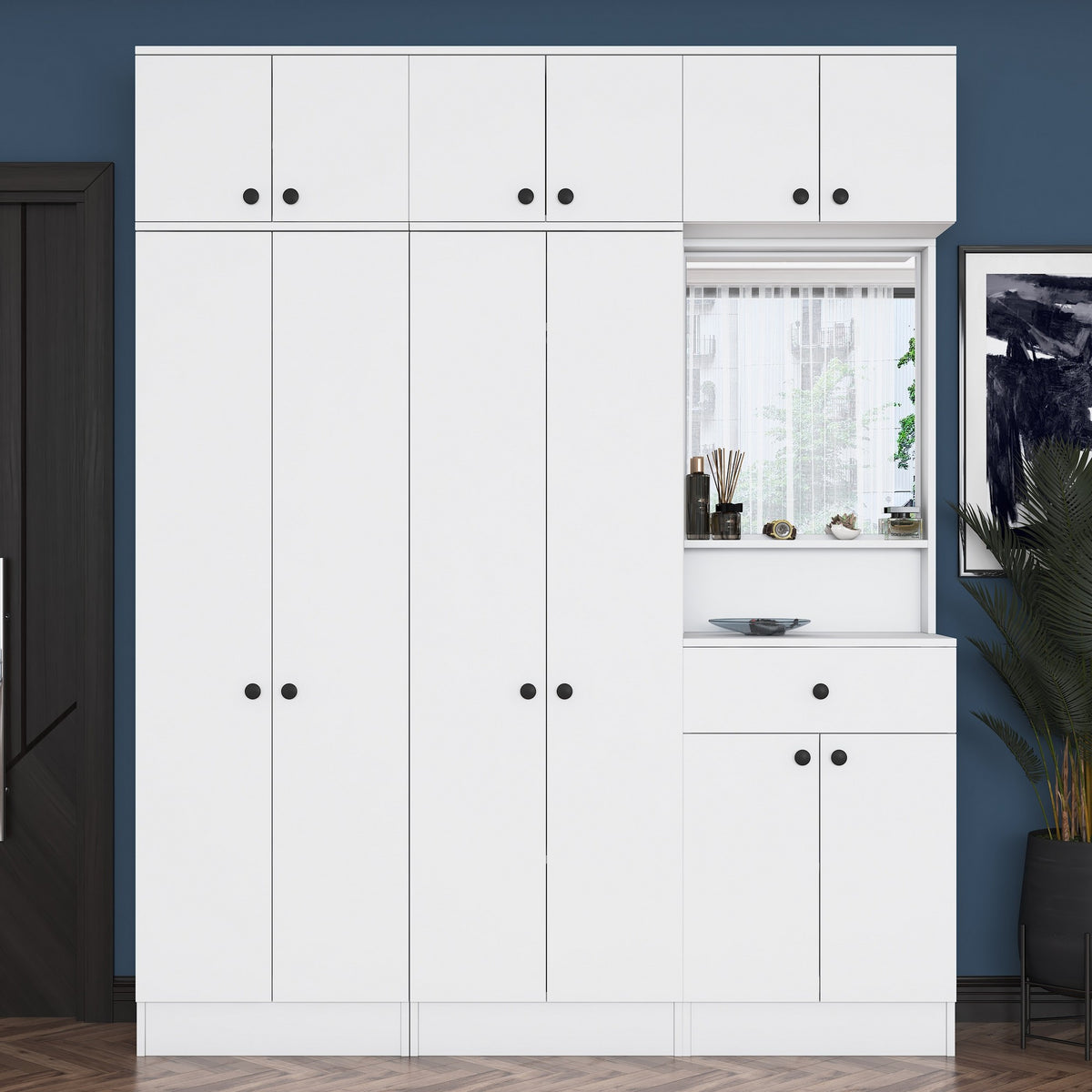 Έπιπλο Εισόδου Ambrakia Λευκό 179.6x37.5x226.4 εκ. Μελαμίνης