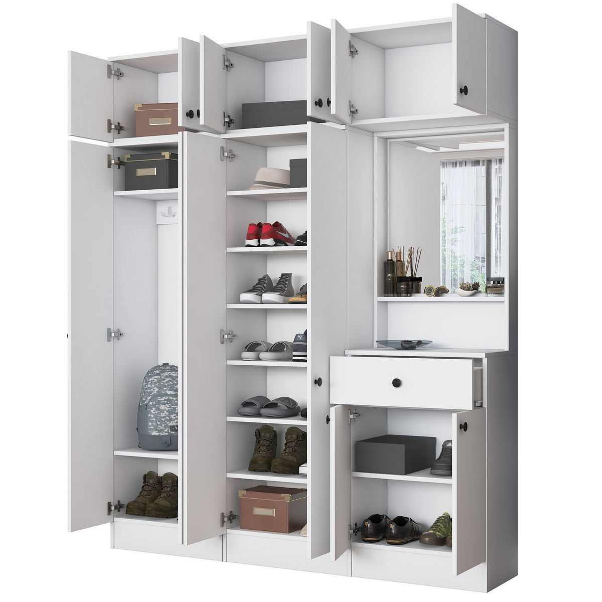 Έπιπλο Εισόδου Ambrakia Λευκό 179.6x37.5x226.4 εκ. Μελαμίνης