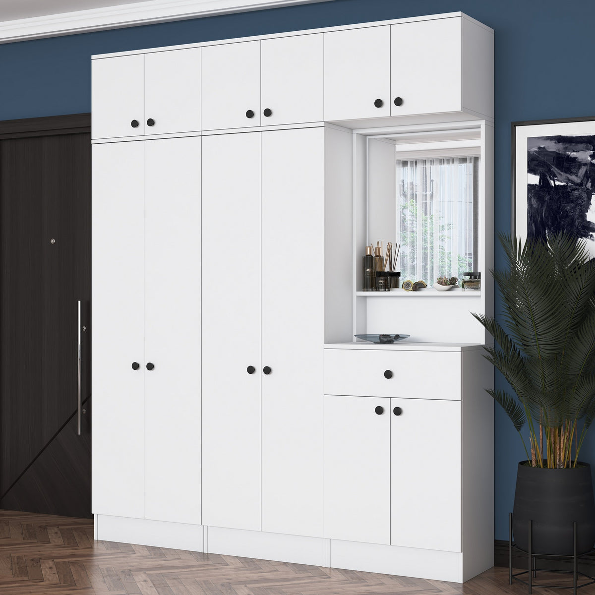 Έπιπλο Εισόδου Ambrakia Λευκό 179.6x37.5x226.4 εκ. Μελαμίνης