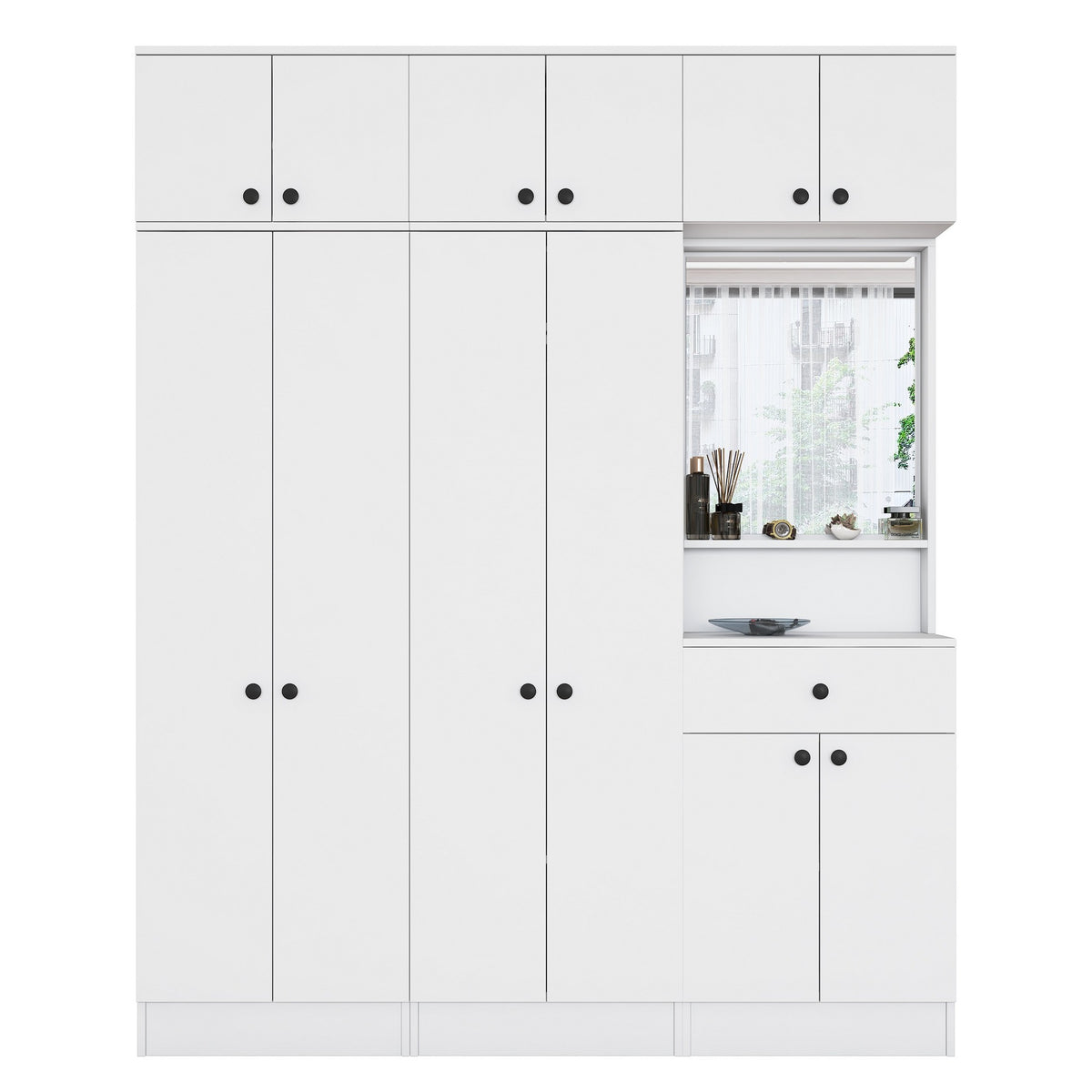 Έπιπλο Εισόδου Ambrakia Λευκό 179.6x37.5x226.4 εκ. Μελαμίνης