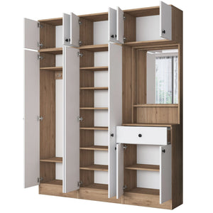 Έπιπλο Εισόδου Ambrakia Καρυδί - Λευκό 179.6x37.5x226.4 εκ. Μελαμίνης