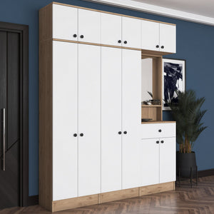 Έπιπλο Εισόδου Ambrakia Καρυδί - Λευκό 179.6x37.5x226.4 εκ. Μελαμίνης
