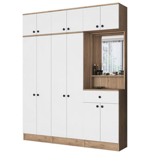 Έπιπλο Εισόδου Ambrakia Καρυδί - Λευκό 179.6x37.5x226.4 εκ. Μελαμίνης