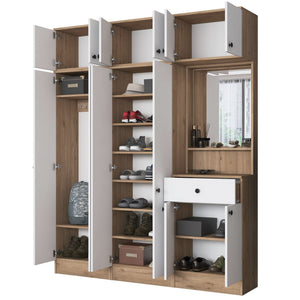Έπιπλο Εισόδου Ambrakia Καρυδί - Λευκό 179.6x37.5x226.4 εκ. Μελαμίνης