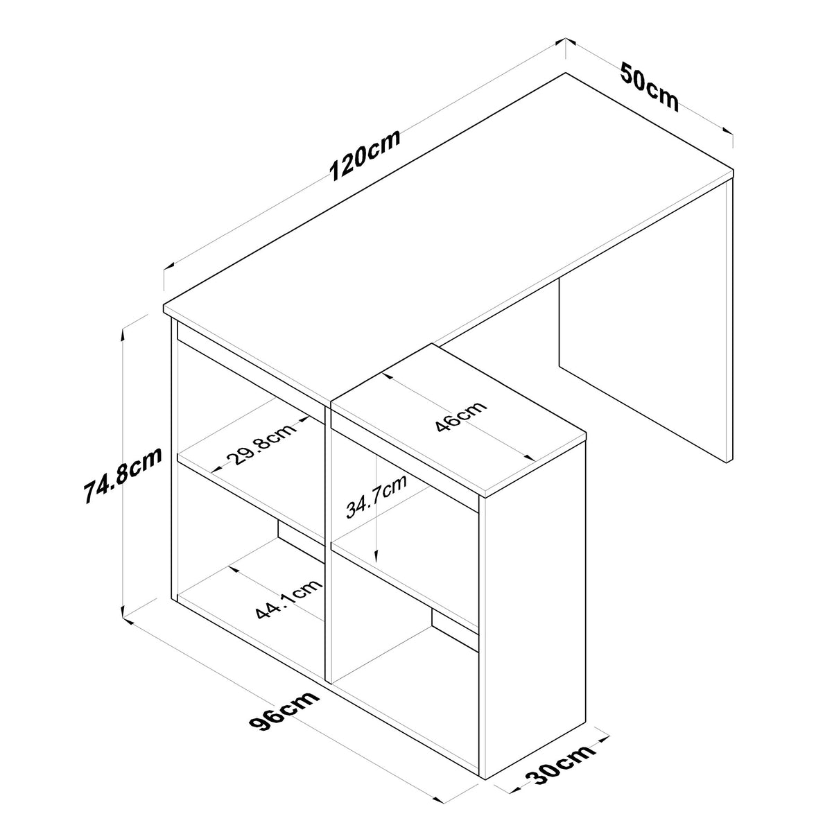 Γραφείο Larissa Δρυς - Λευκό 120x50x74.8 εκ. Μελαμίνης