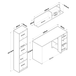 Γραφείο Lemonakia Με Ράφια Καρυδί - Λευκό 160x45x161.8 εκ. Μελαμίνης