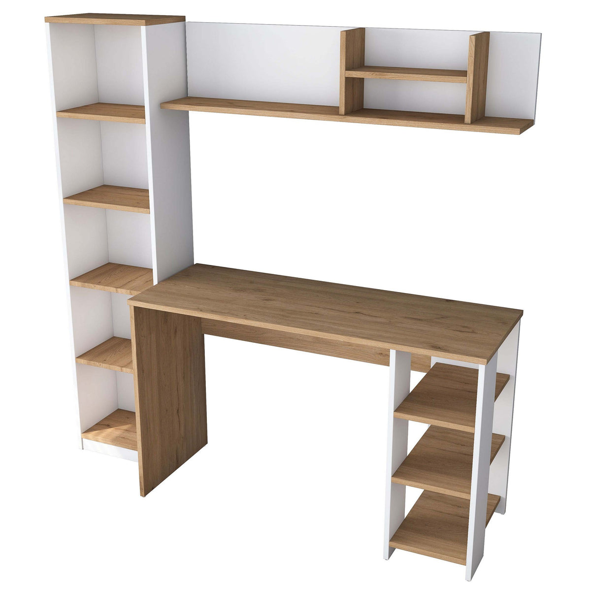 Γραφείο Lemonakia Με Ράφια Καρυδί - Λευκό 160x45x161.8 εκ. Μελαμίνης