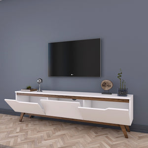 Έπιπλο Τηλεόρασης Pyli Λευκό - Καρυδί 180x35x48.6 εκ. Μελαμίνης
