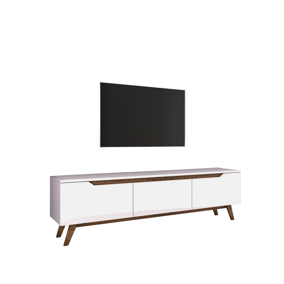 Έπιπλο Τηλεόρασης Pyli Λευκό - Καρυδί 180x35x48.6 εκ. Μελαμίνης