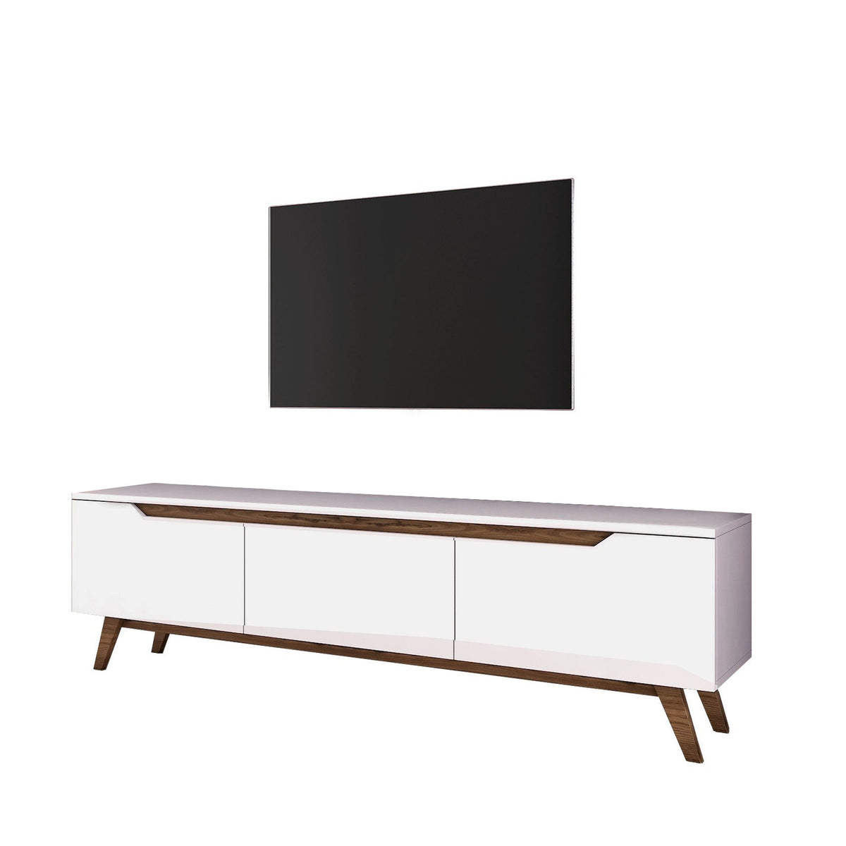 Έπιπλο Τηλεόρασης Pyli Λευκό - Καρυδί 180x35x48.6 εκ. Μελαμίνης
