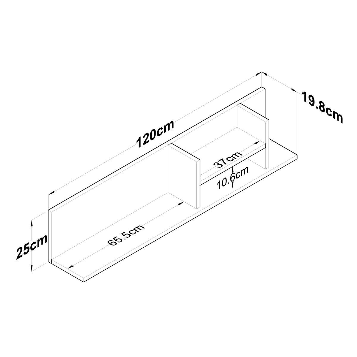 Ράφι Τοίχου Alonia Λευκό - Καρυδί 120x19.8x25 εκ. Μελαμίνης