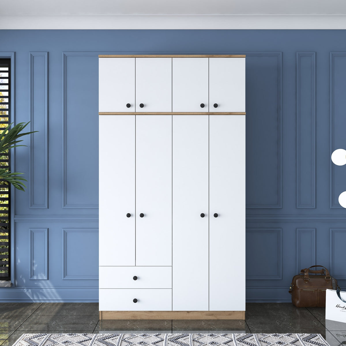 Ντουλάπα Ligia Καρυδί - Λευκό 120x42.5x216.8 εκ. Μελαμίνης