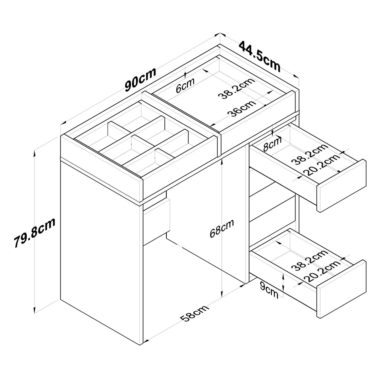 Τουαλέτα Elaiofyto Λευκό 90x44.5x79.8 εκ. Μελαμίνης