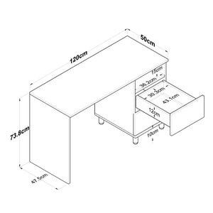Γραφείο Lamia Καρυδί - Ανθρακί 120x50x73.8 εκ. Μελαμίνης