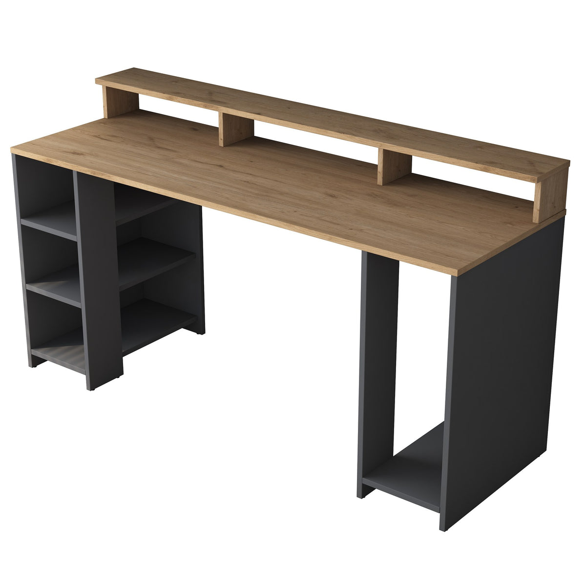 Γραφείο Langadas Καρυδί - Ανθρακί 160x55x89.5 εκ. Μελαμίνης
