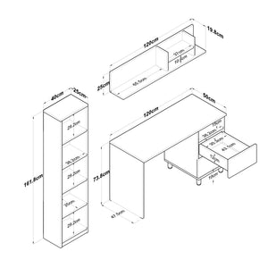 Γραφείο Aristi Καρυδί - Λευκό 120x50x161.8 εκ. Μελαμίνης