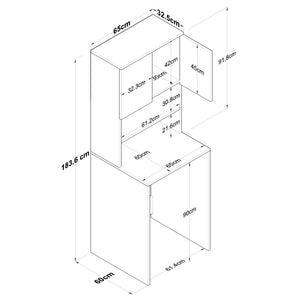 Ντουλάπι Πλυντηρίου Platres Καρυδί - Ανθρακί 65x60x183.6 εκ. Μελαμίνης
