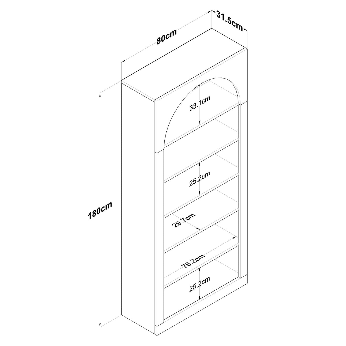 Βιβλιοθήκη Agrafa Λευκό 80x31.5x180 εκ. Μελαμίνης