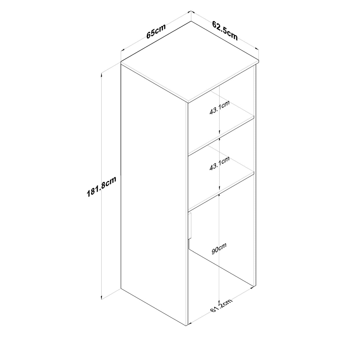 Ντουλάπι Πλυντηρίου Tochni Λευκό 65x62.5x181.8 εκ. Μελαμίνης