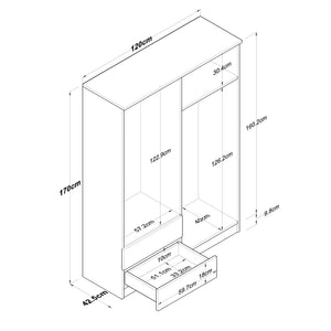 Ντουλάπα Lagadia Καρυδί - Λευκό 120x42.5x170 εκ. Μελαμίνης