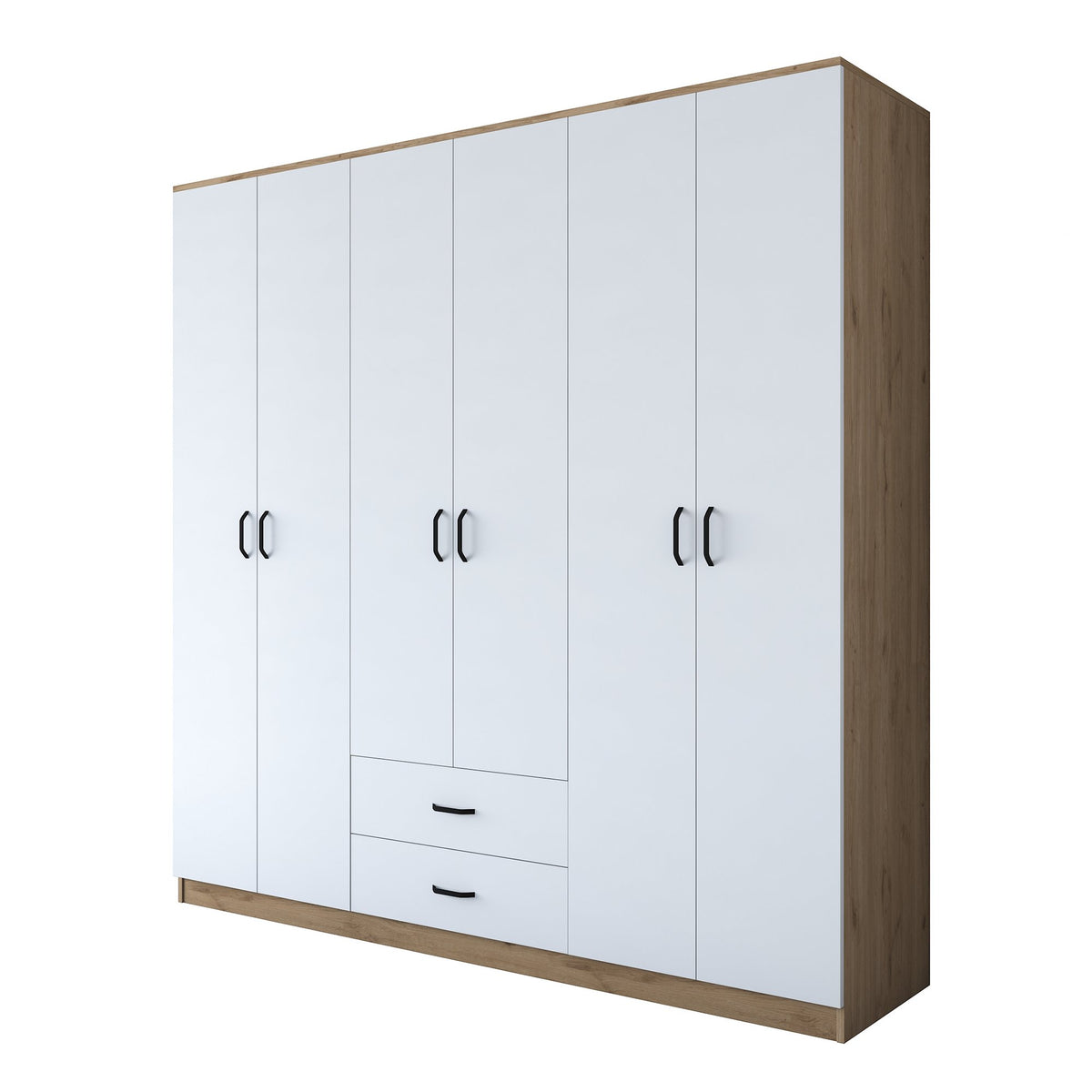 Ντουλάπα Aliki Καρυδί - Λευκό 210x51.5x210 εκ. Μελαμίνης - Pakobazaar