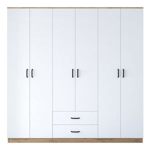 Ντουλάπα Aliki Καρυδί - Λευκό 210x51.5x210 εκ. Μελαμίνης - Pakobazaar