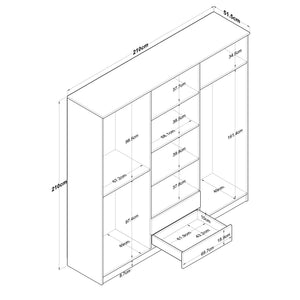 Ντουλάπα Aliki Καρυδί - Λευκό 210x51.5x210 εκ. Μελαμίνης - Pakobazaar