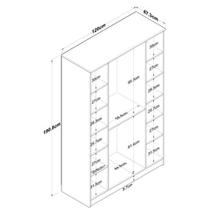 Ντουλάπα Lefktra Καρυδί - Λευκό 120x47.3x190.8 εκ. Μελαμίνης