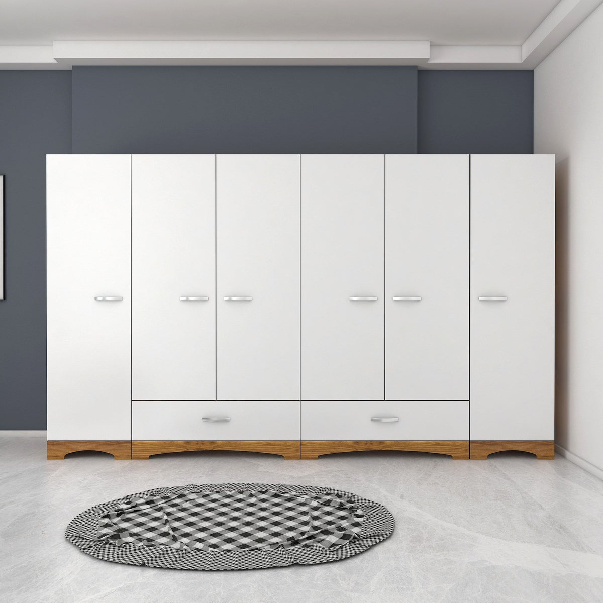 Ντουλάπα Pinakochori Λευκό - Καρυδί 243x47.6x181 εκ. Μελαμίνης