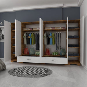 Ντουλάπα Pinakochori Λευκό - Καρυδί 243x47.6x181 εκ. Μελαμίνης