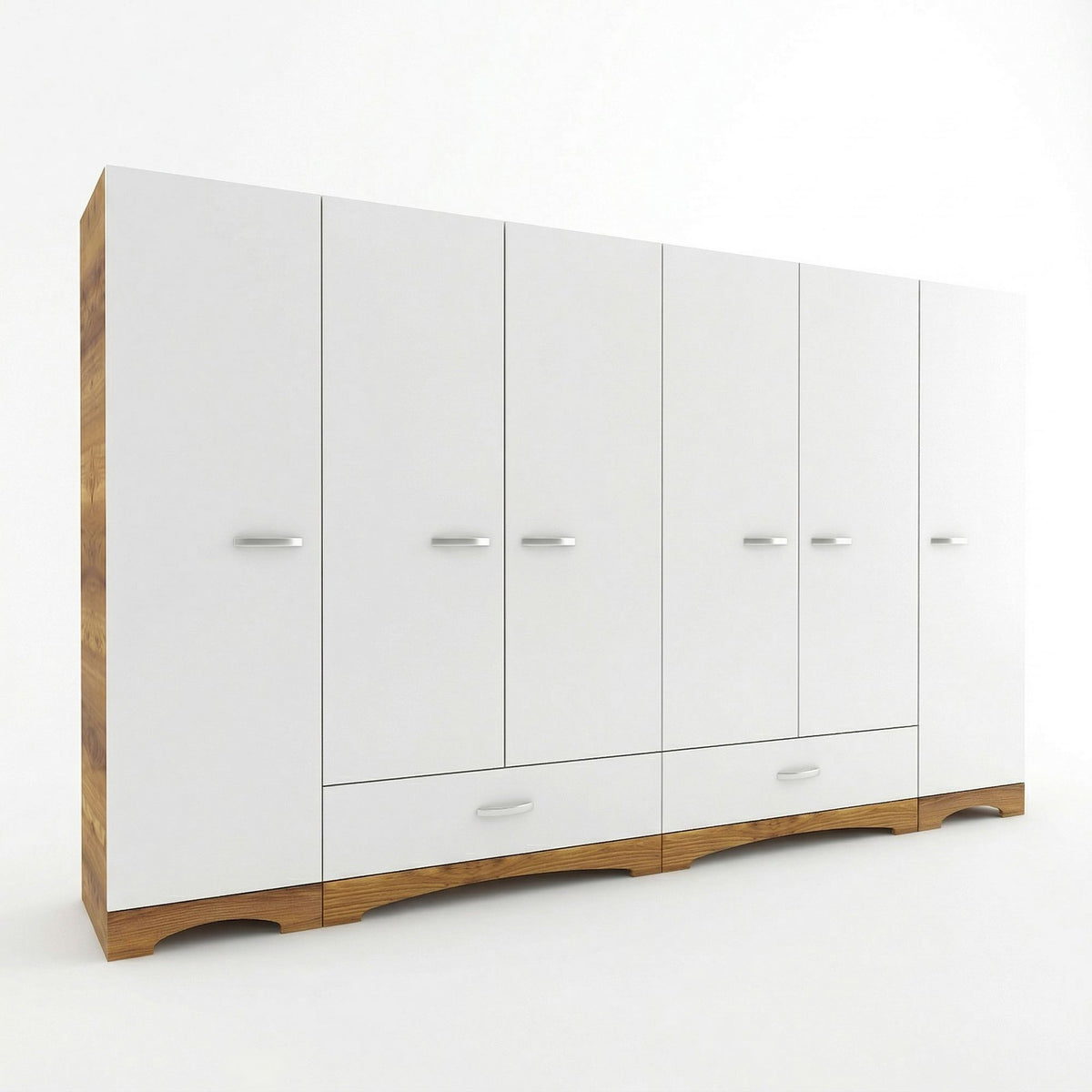 Ντουλάπα Pinakochori Λευκό - Καρυδί 243x47.6x181 εκ. Μελαμίνης