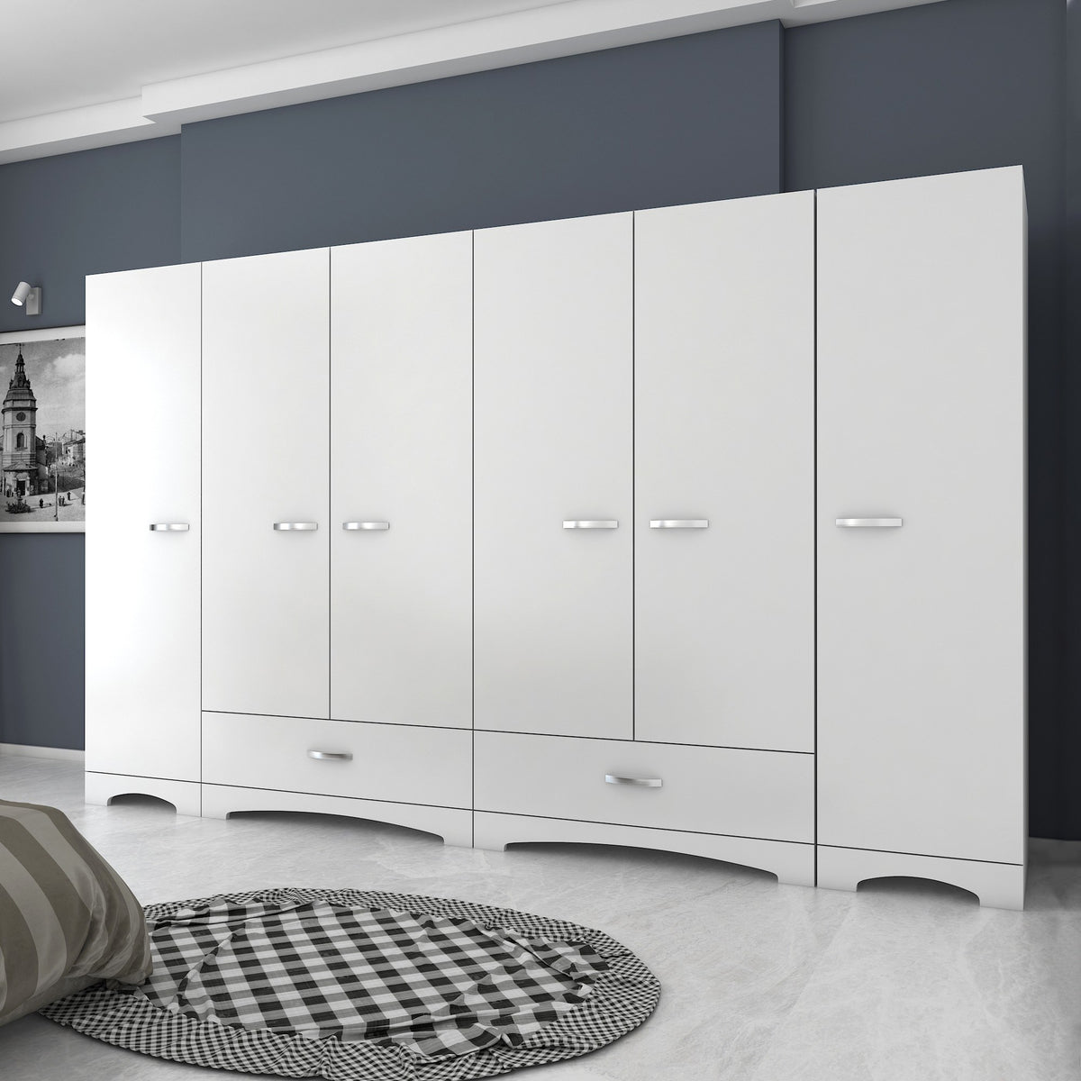 Ντουλάπα Pinakochori Λευκό 243x47.6x181 εκ. Μελαμίνης