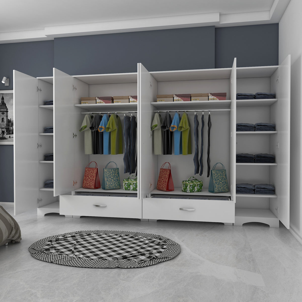 Ντουλάπα Pinakochori Λευκό 243x47.6x181 εκ. Μελαμίνης