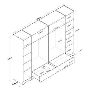 Ντουλάπα Pinakochori Λευκό 243x47.6x181 εκ. Μελαμίνης